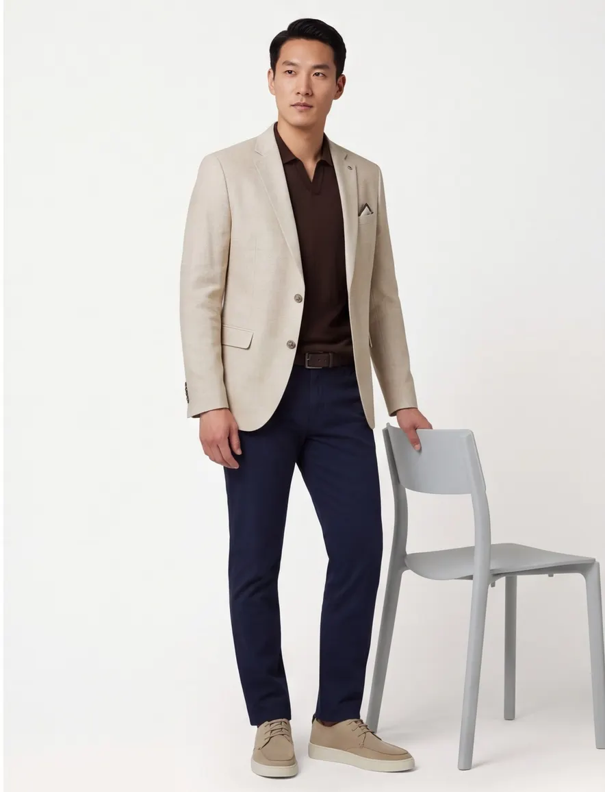 Blue Industry colbert beige geweven