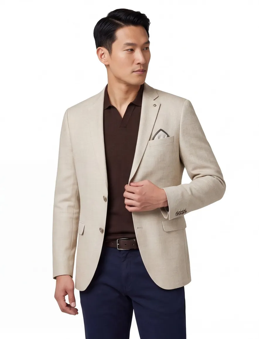 Blue Industry colbert beige geweven