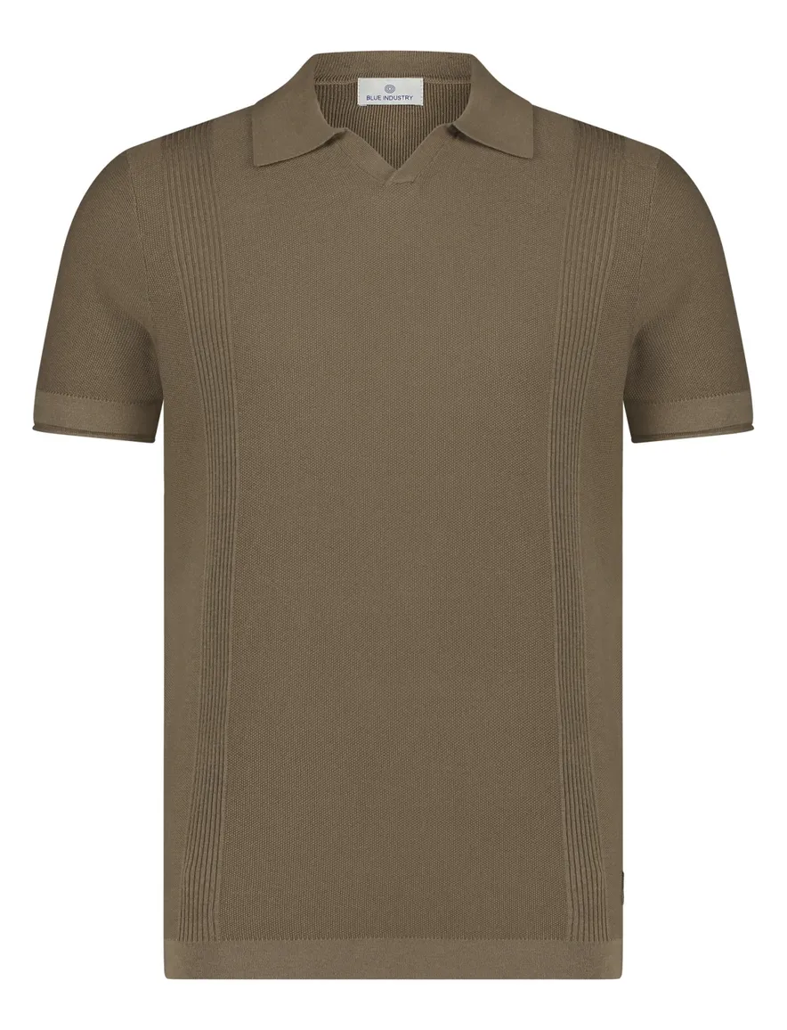 Blue Industry polo bruin korte mouw effen