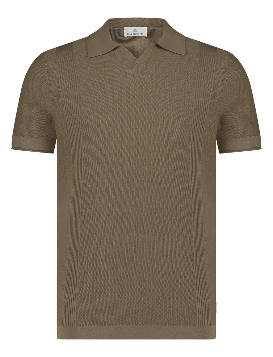 Blue Industry polo khaki korte mouw effen