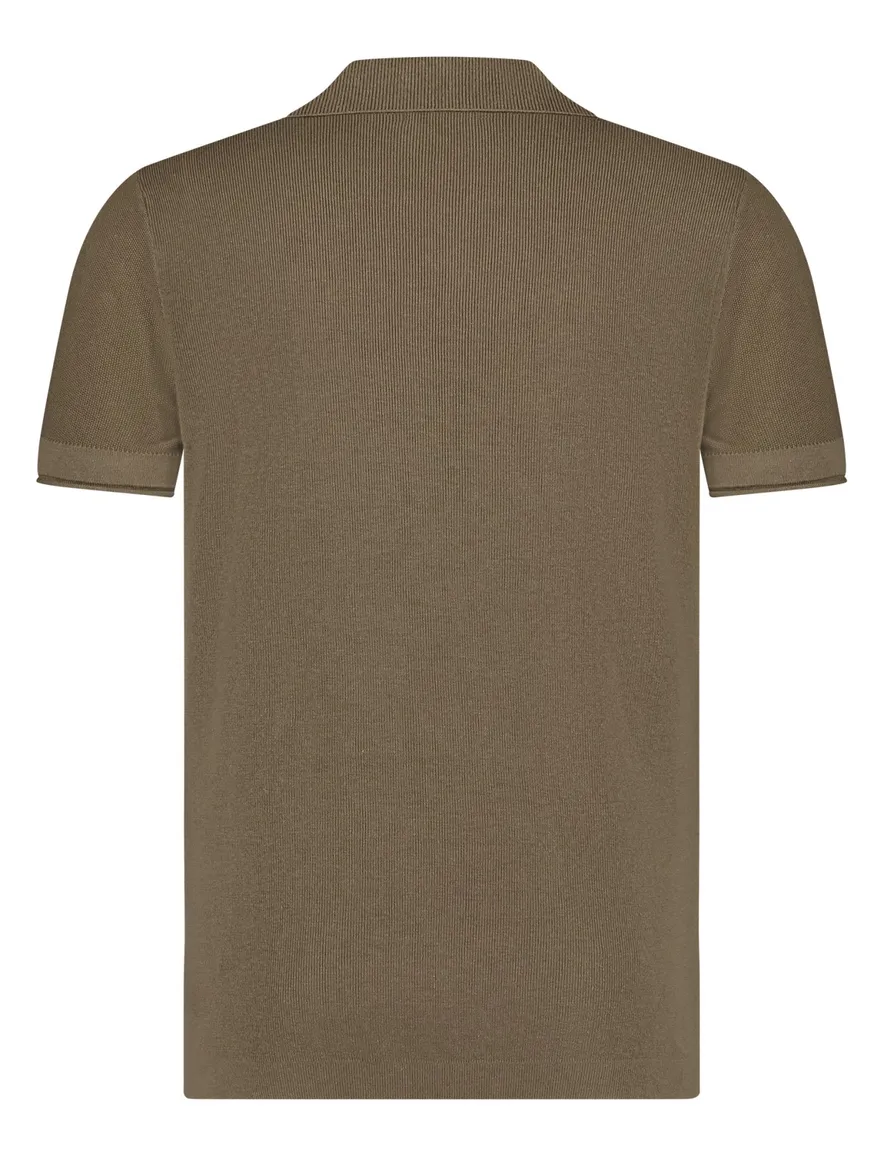 Blue Industry polo bruin korte mouw effen
