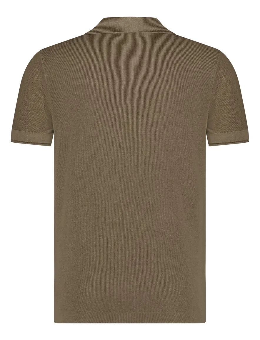 Blue Industry polo khaki korte mouw effen