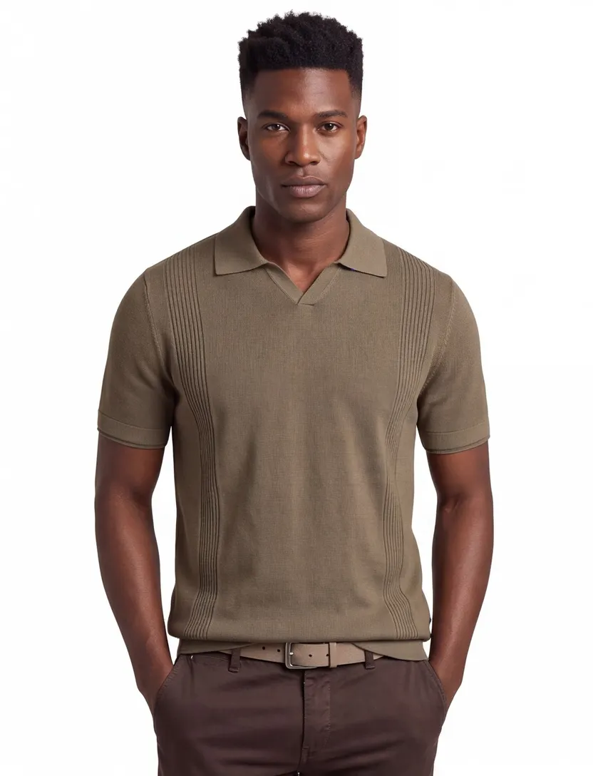 Blue Industry polo khaki korte mouw knitted