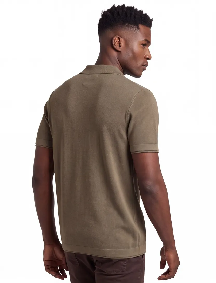 Blue Industry polo khaki korte mouw knitted