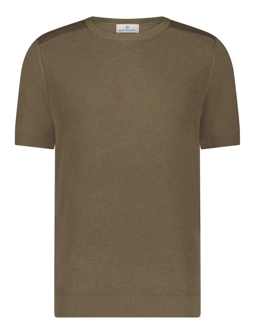 Blue Industry T-shirt bruin met boord