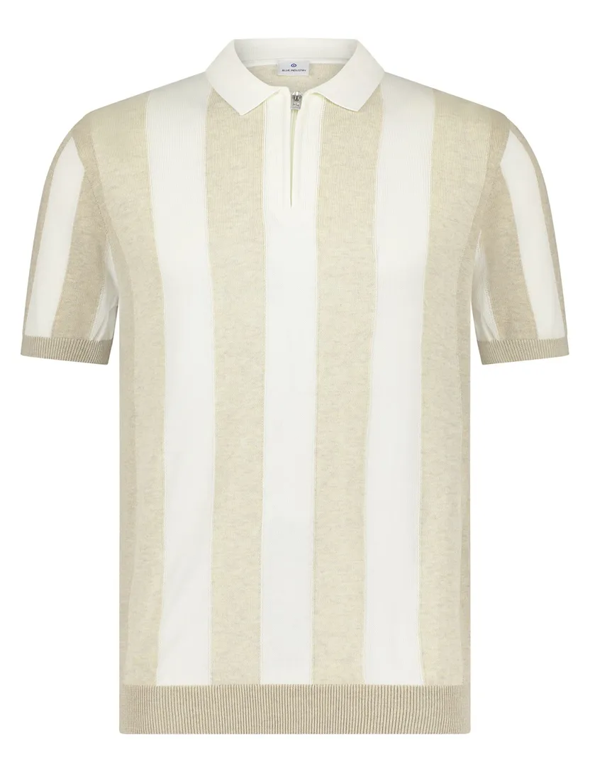 Blue Industry polo beige gestreept met boord