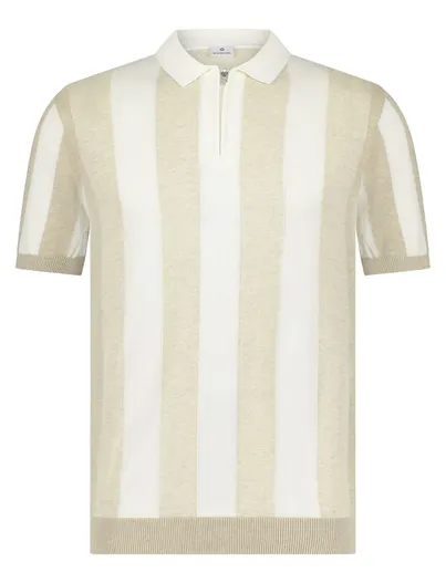 Blue Industry Blue Industry polo beige gestreept met rits