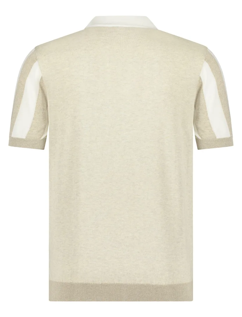 Blue Industry polo beige gestreept met boord