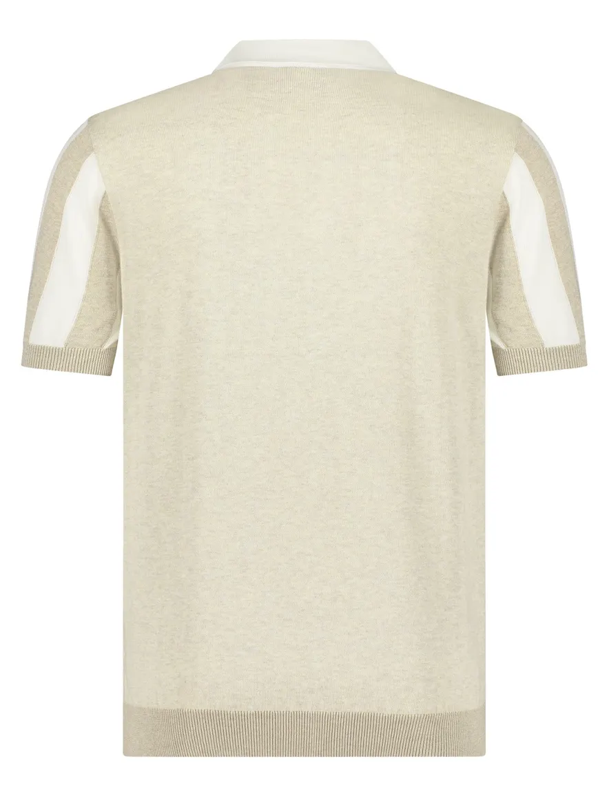 Blue Industry polo beige gestreept met rits