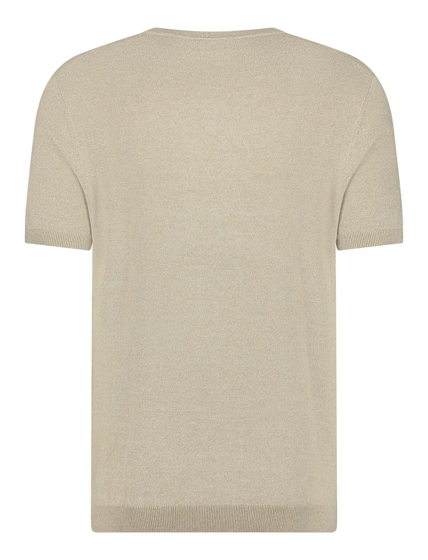 Blue Industry T-shirt beige met boord effen