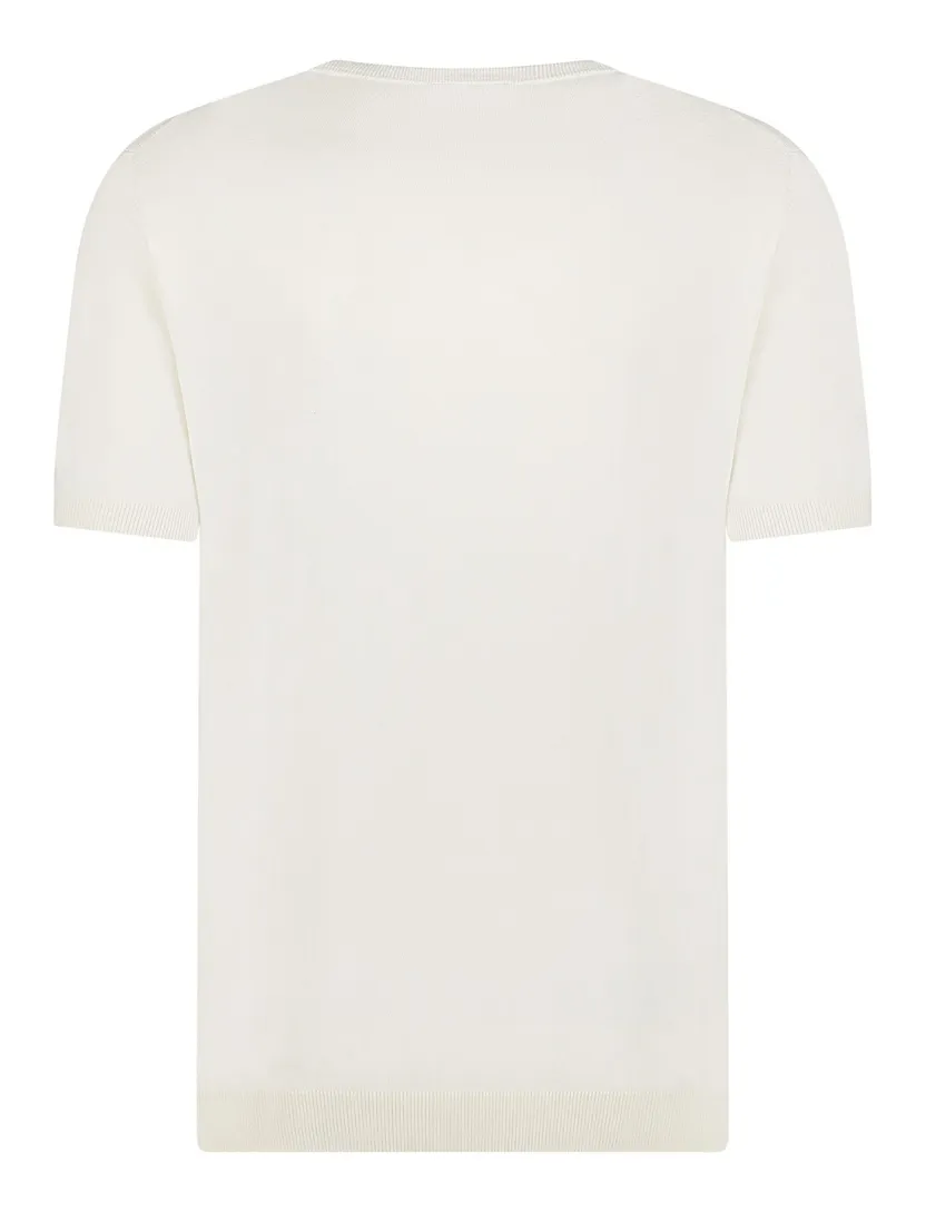 Blue Industry T-shirt creme effen met boord viscose