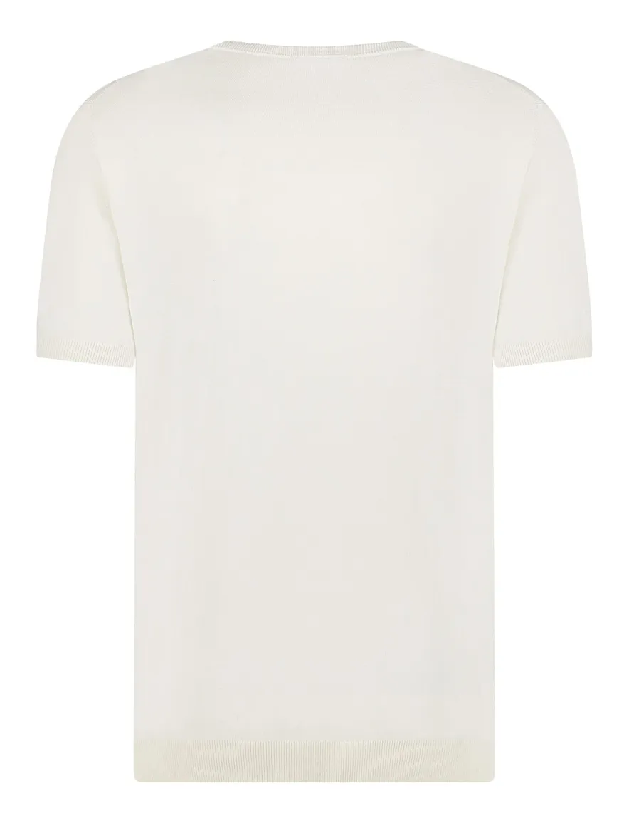 Blue Industry T-shirt creme effen met boord