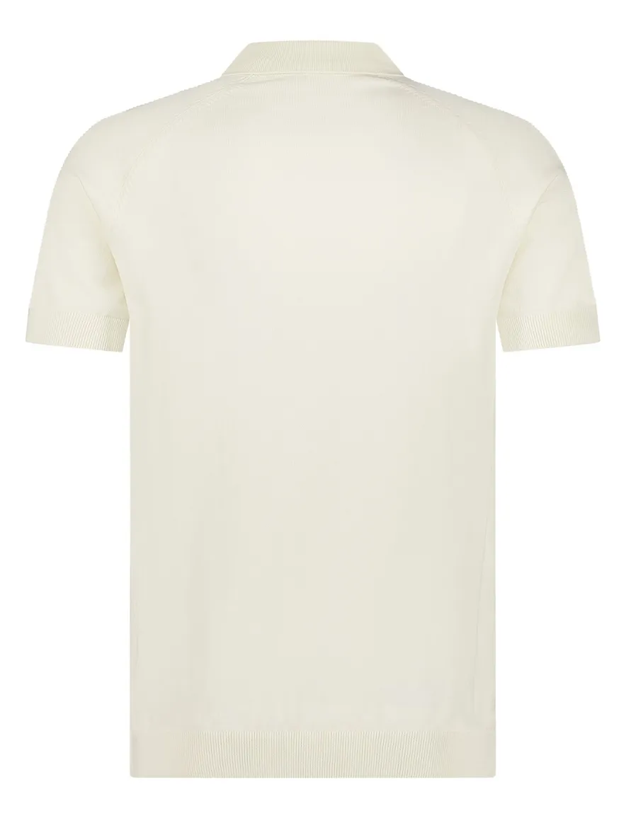 Blue Industry polo creme met boord effen