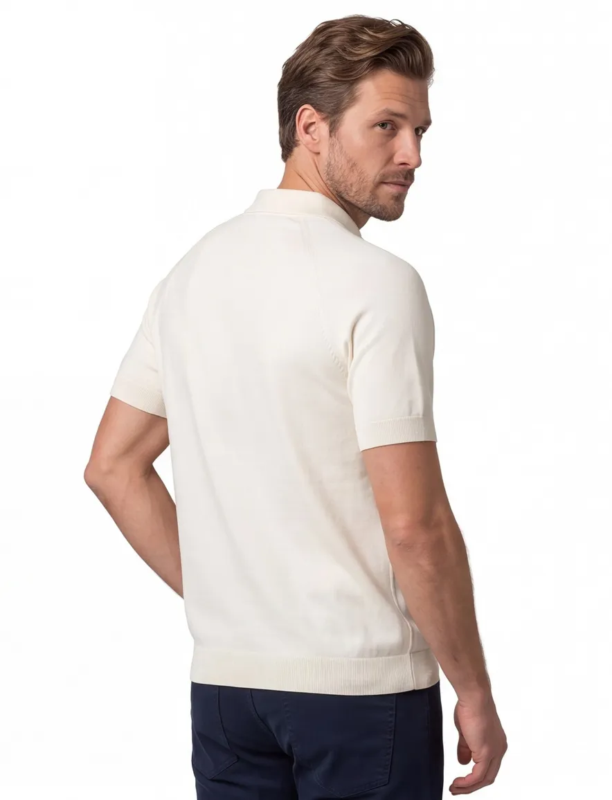 Blue Industry polo creme met boord effen