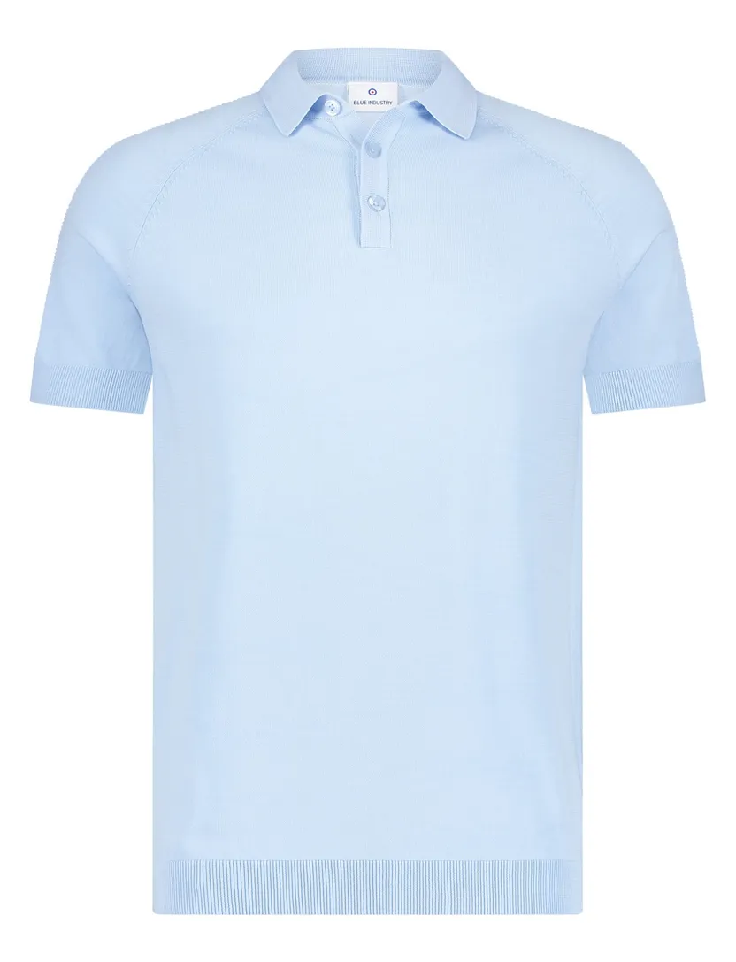Blue Industry polo lichtblauw effen