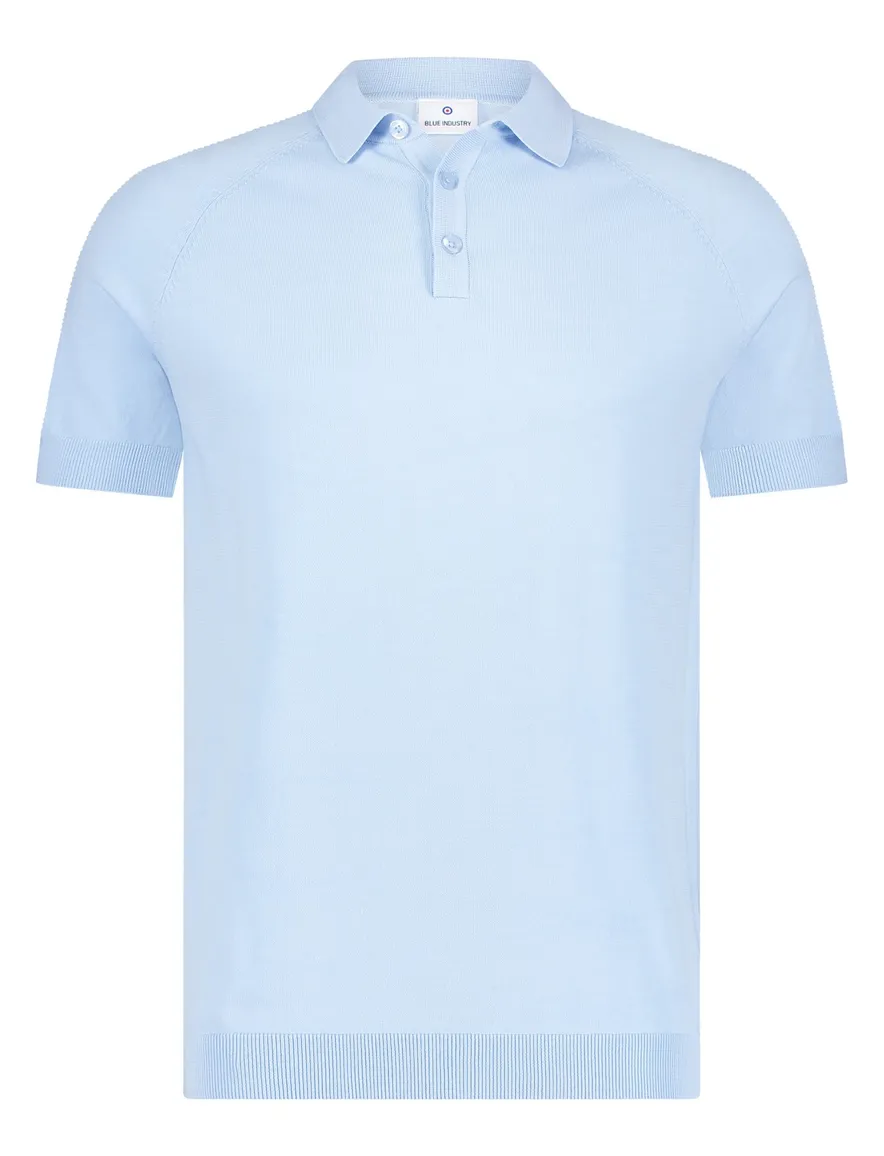 Blue Industry polo lichtblauw met boord effen