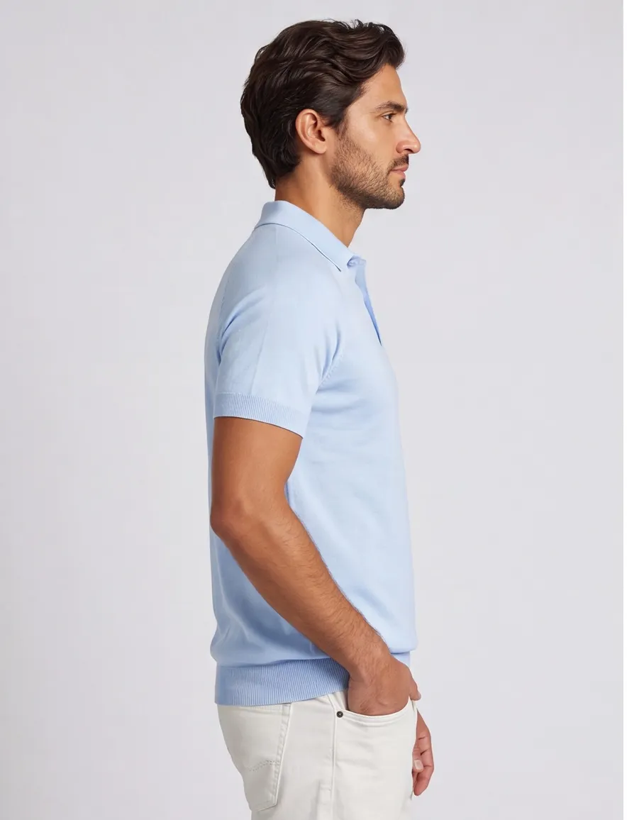Blue Industry polo lichtblauw met boord effen