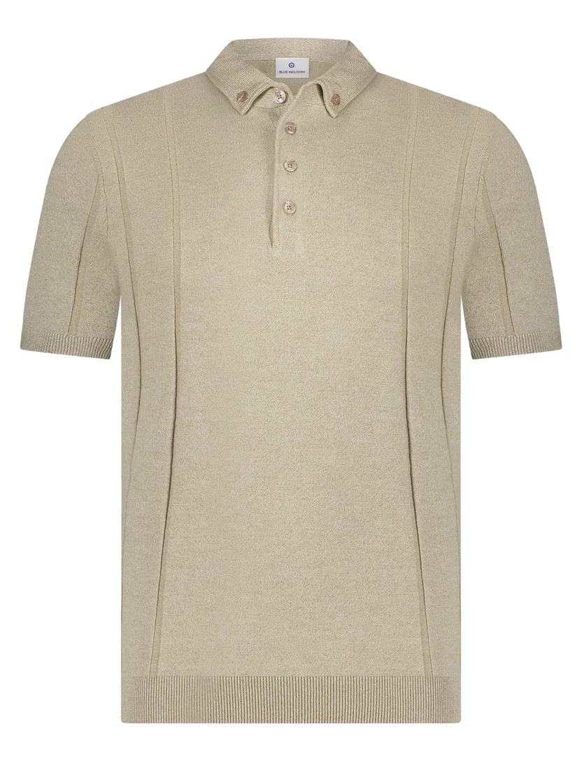 Blue Industry polo beige 4 knoops effen