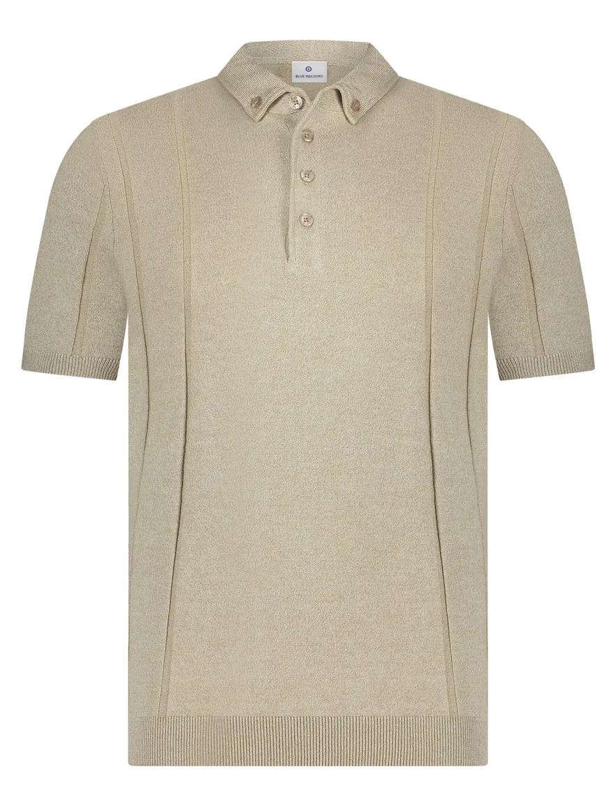 Blue Industry polo beige 4 knoops structuur