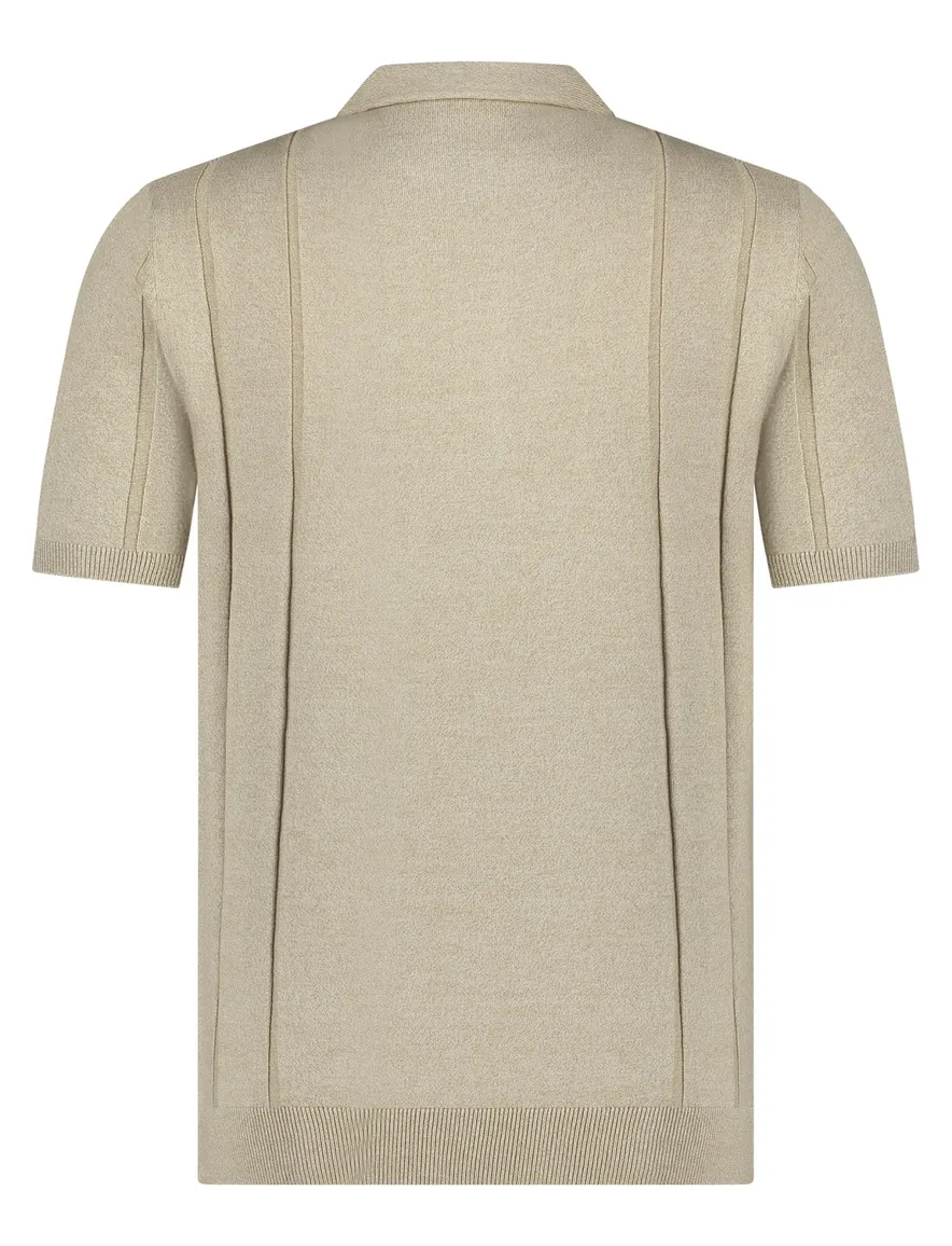 Blue Industry polo beige 4 knoops structuur