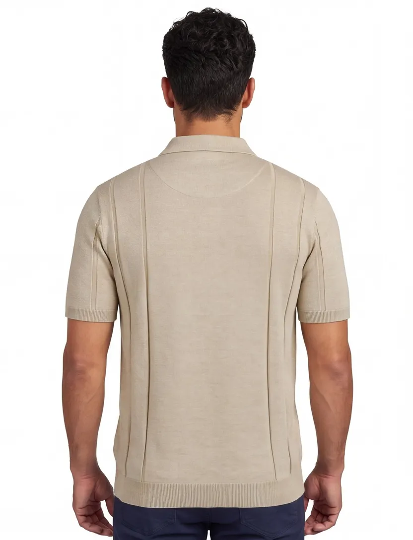 Blue Industry polo beige 4 knoops effen