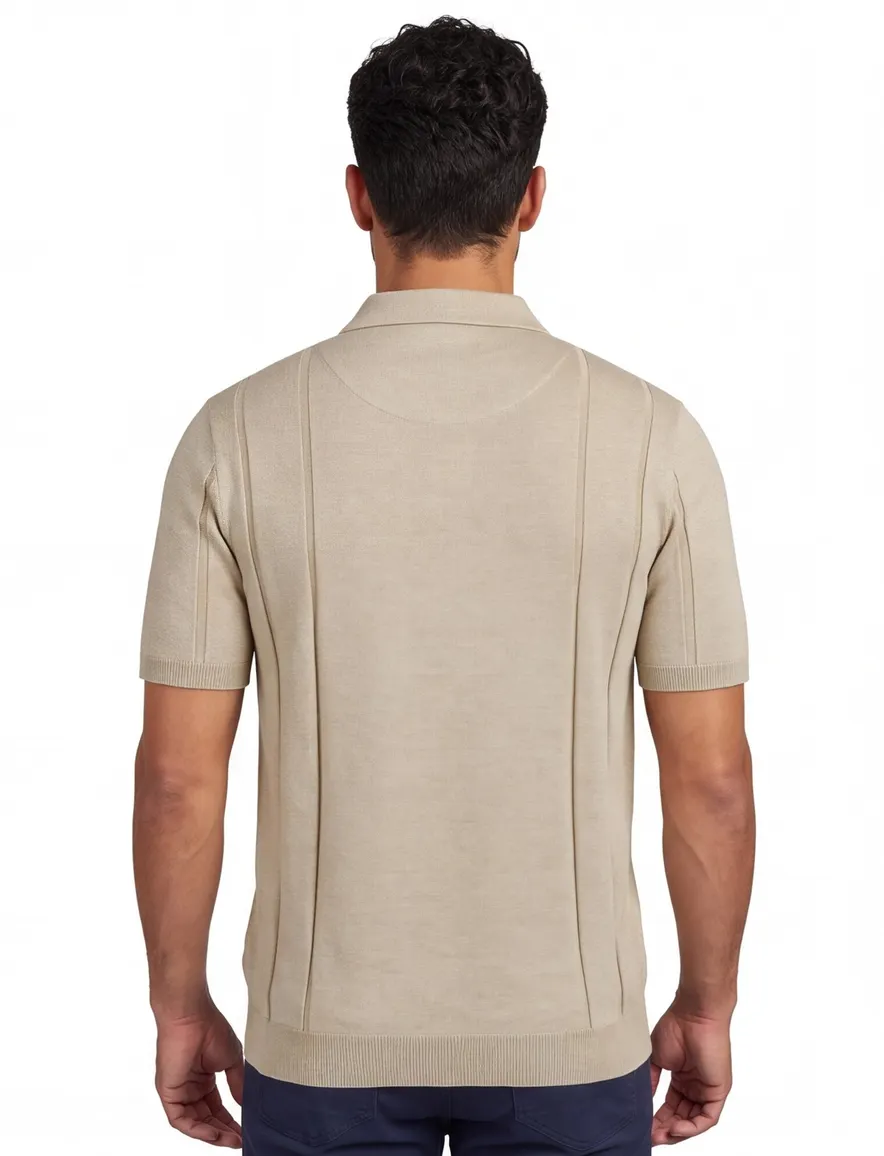 Blue Industry polo beige 4 knoops structuur