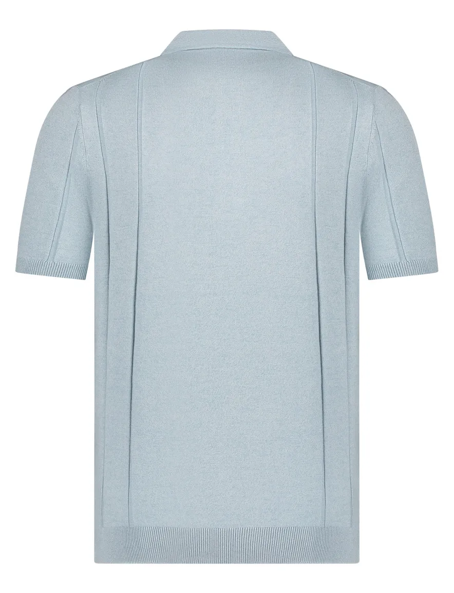 Blue Industry polo lichtblauw 4 knoops structuur