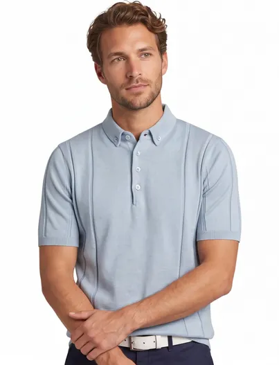 Blue Industry Blue Industry polo lichtblauw met boord