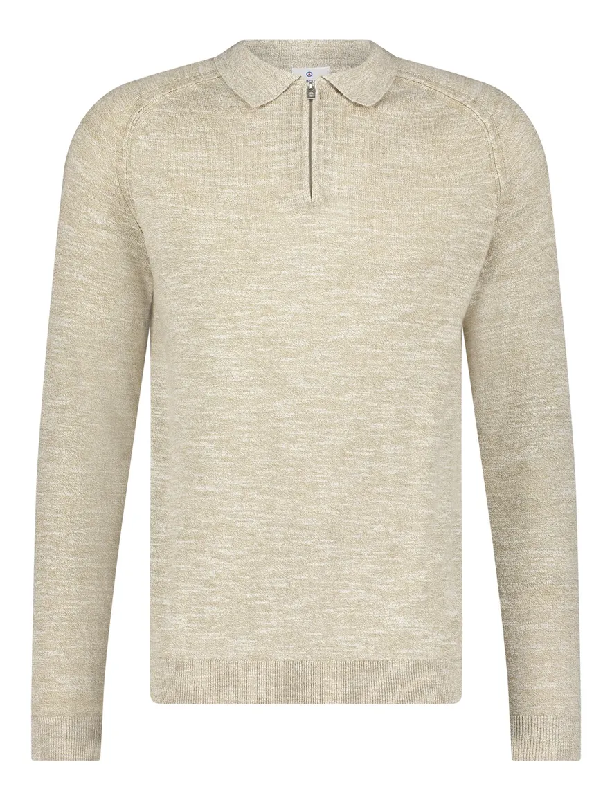 Blue Industry polo lange mouw beige rits