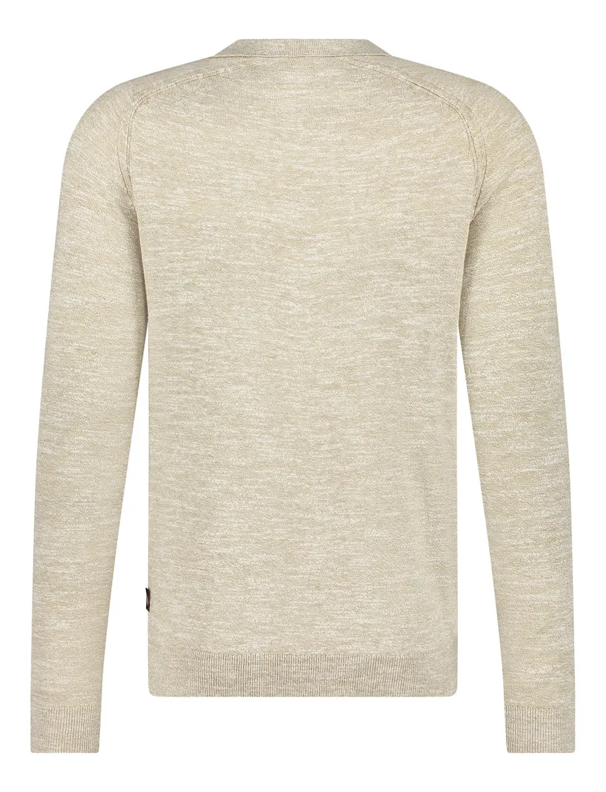 Blue Industry polo lange mouw beige rits