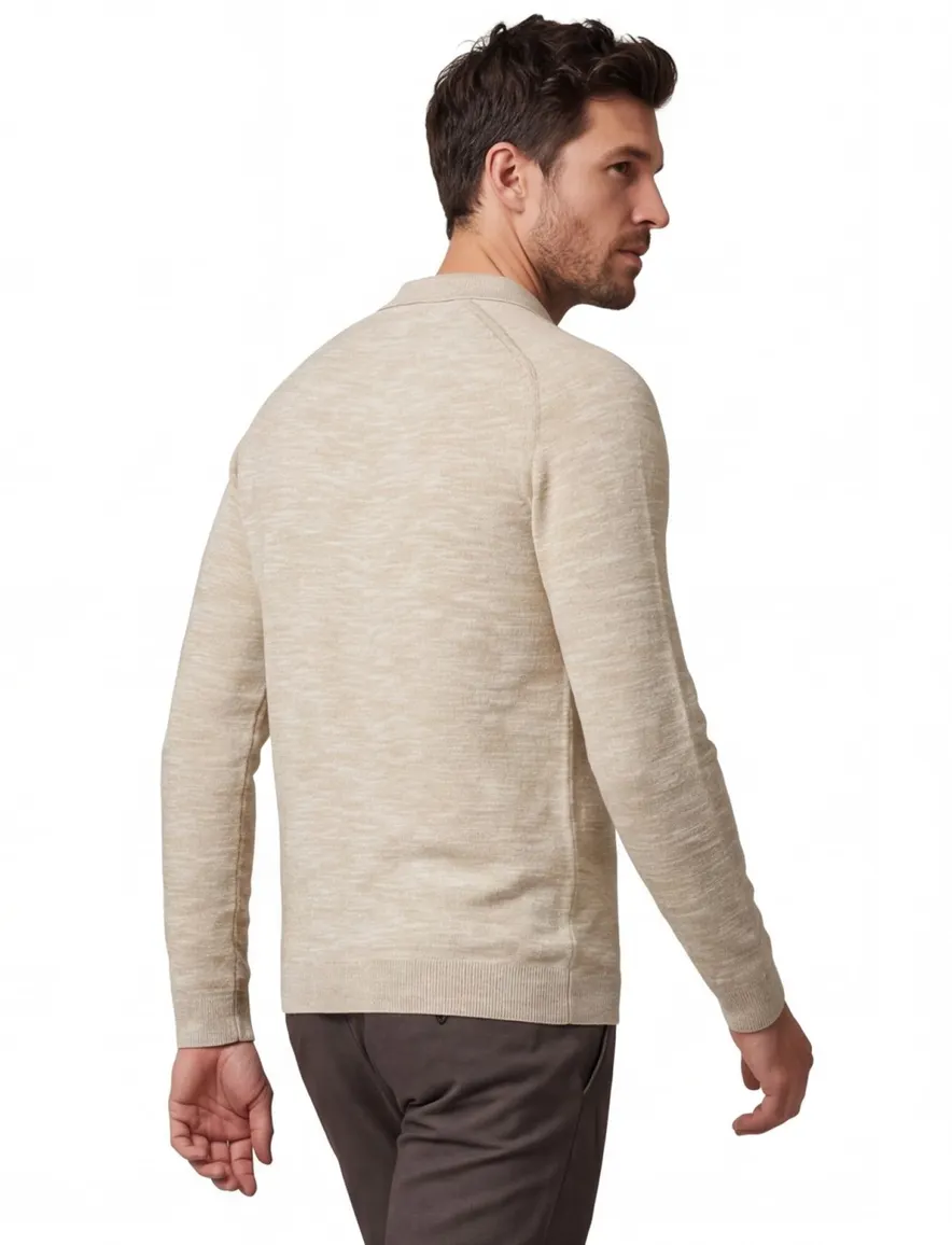 Blue Industry polo lange mouw beige rits