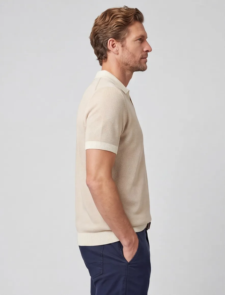 Blue Industry polo beige korte mouw pique