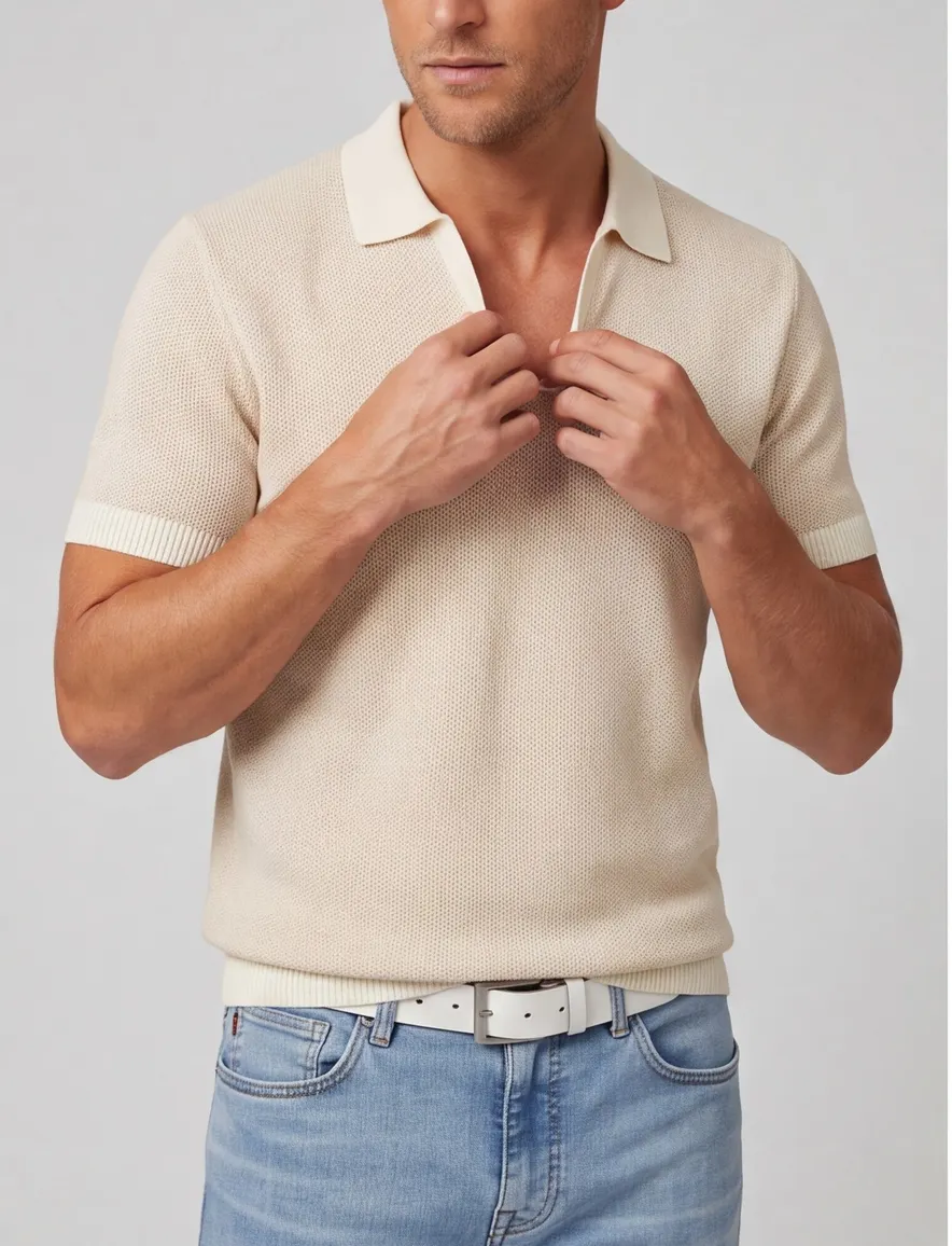 Blue Industry polo beige korte mouw