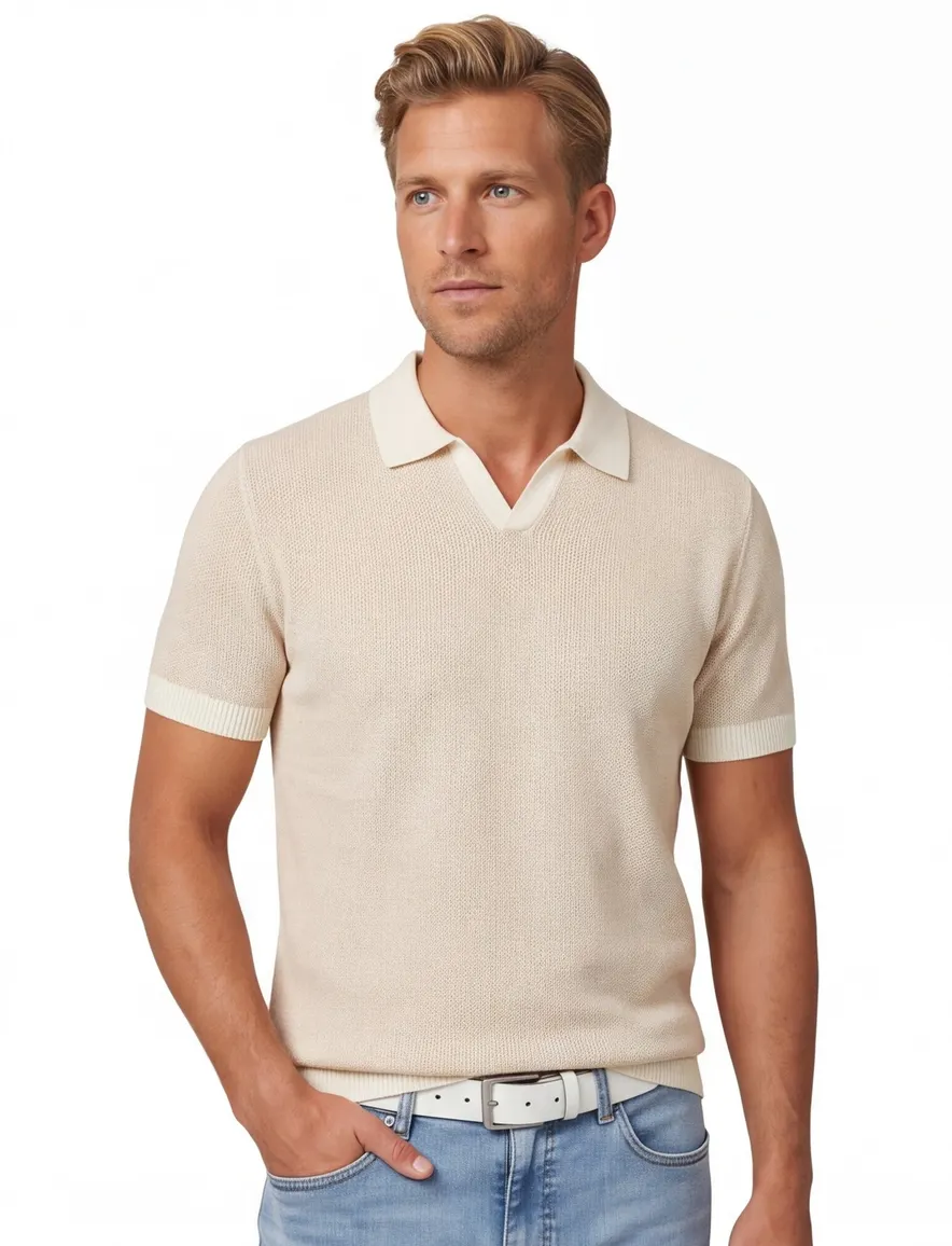Blue Industry polo beige korte mouw