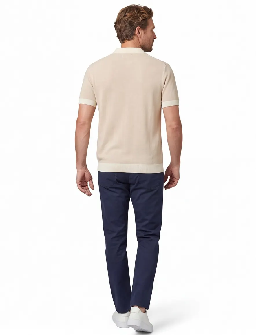 Blue Industry polo beige korte mouw pique