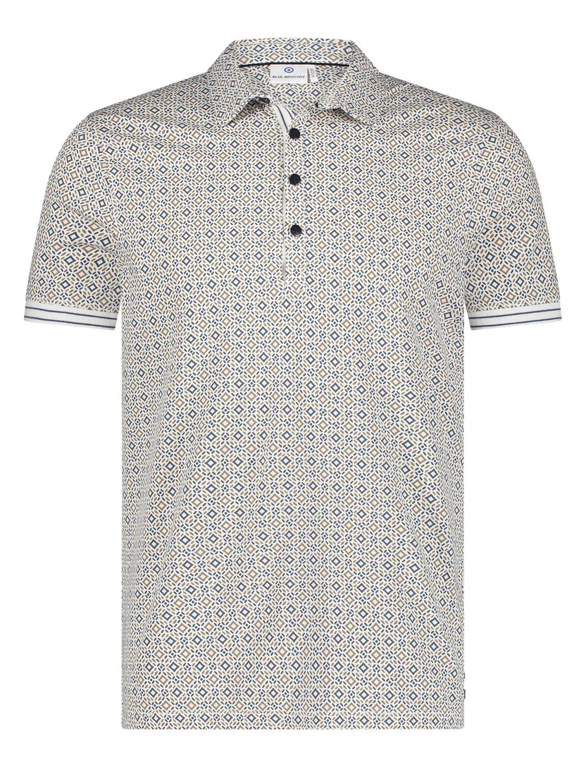 Blue Industry polo blauw bruin geprint