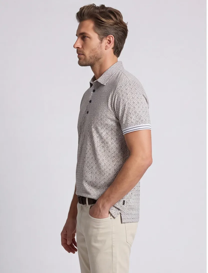Blue Industry polo blauw bruin geprint