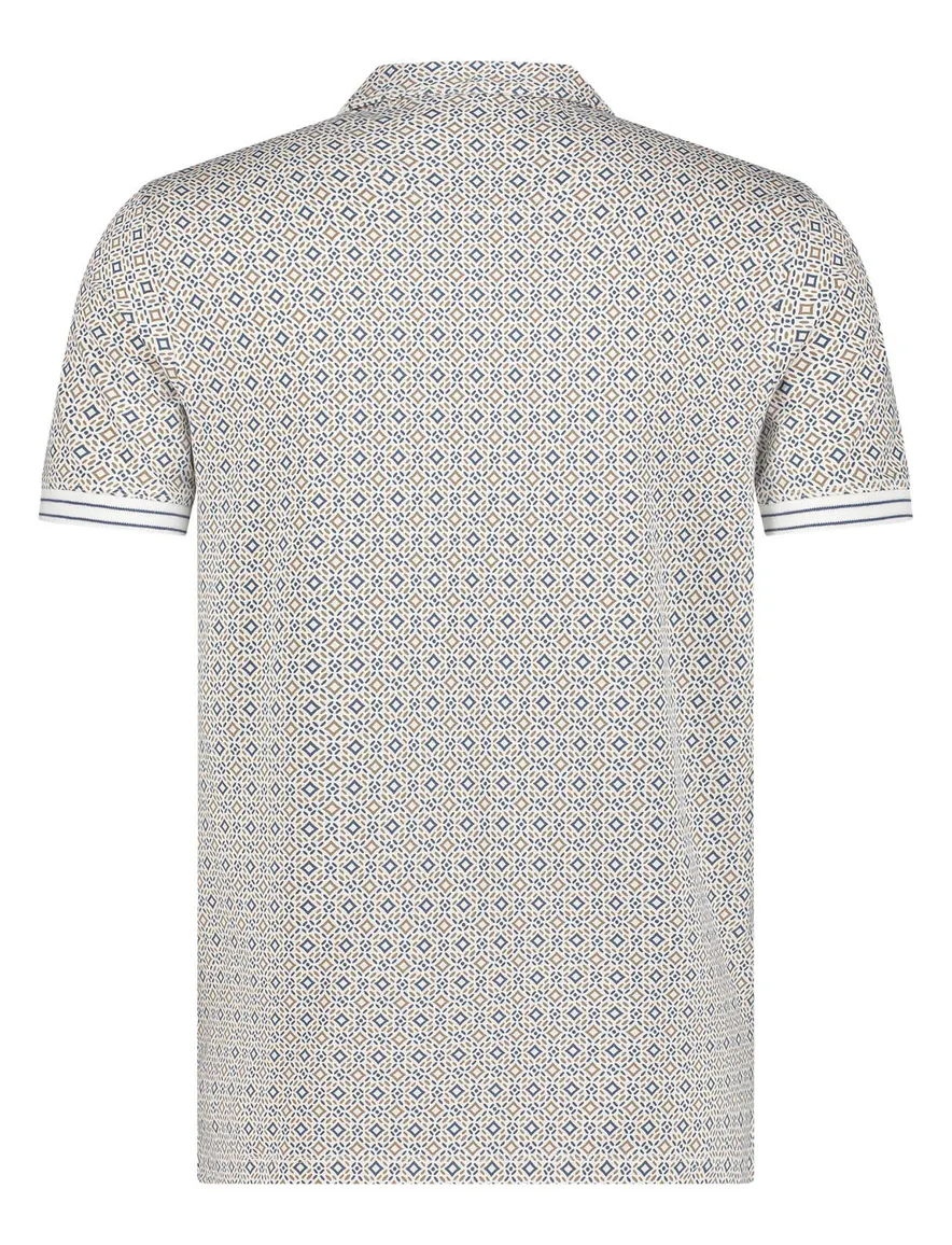 Blue Industry polo blauw bruin geprint