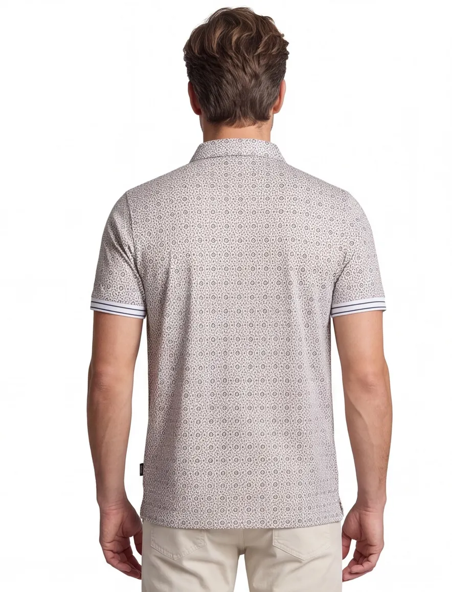 Blue Industry polo blauw bruin geprint