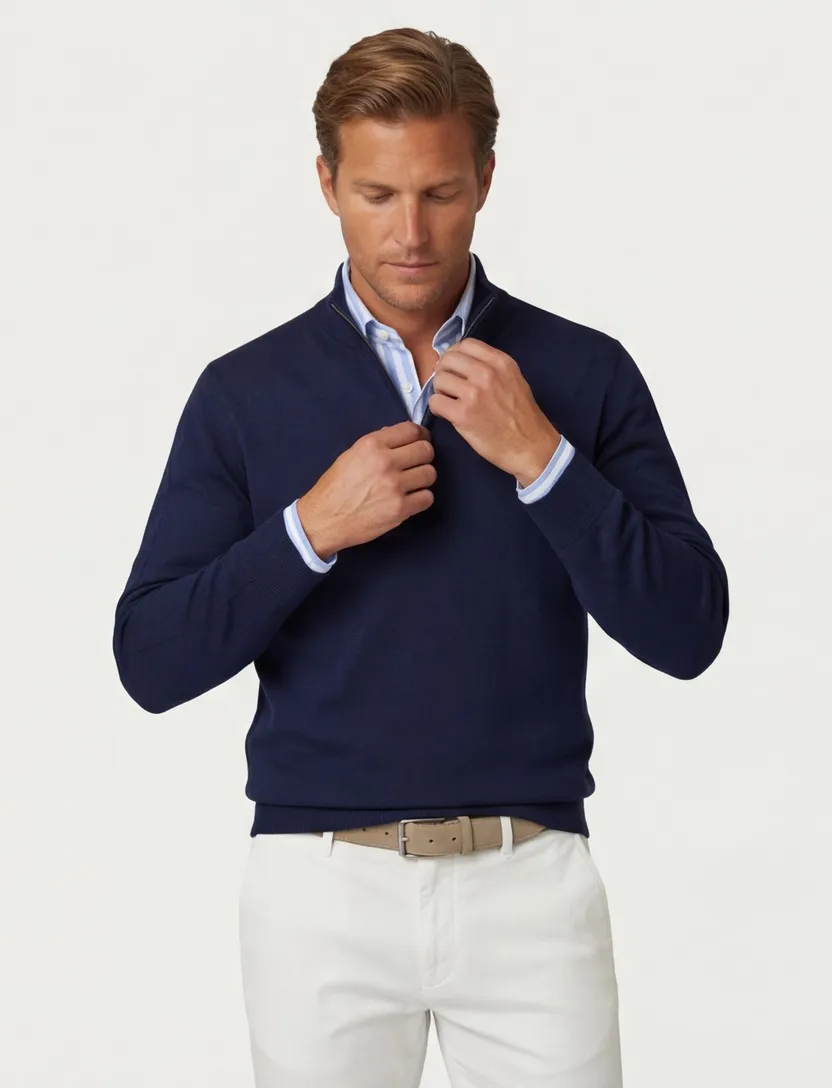 Blue Industry trui donkerblauw half zip