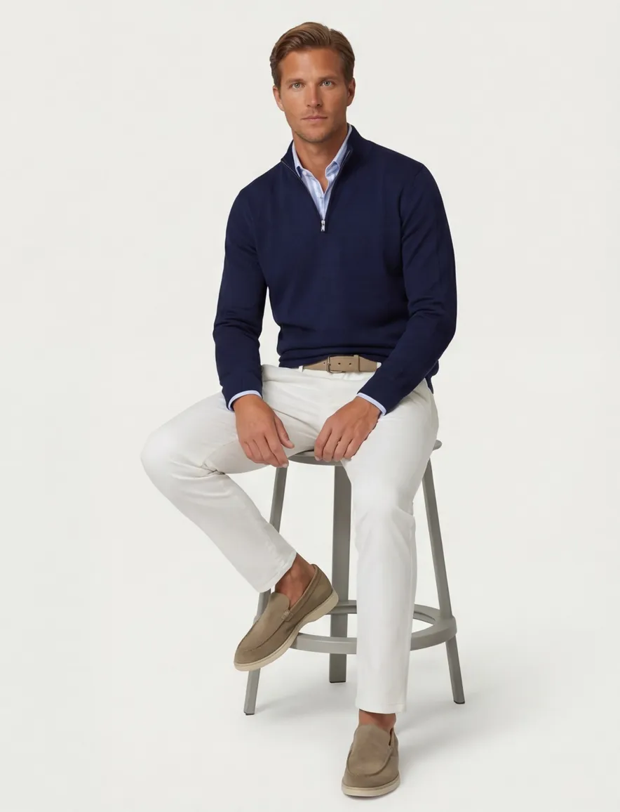 Blue Industry trui donkerblauw half zip effen