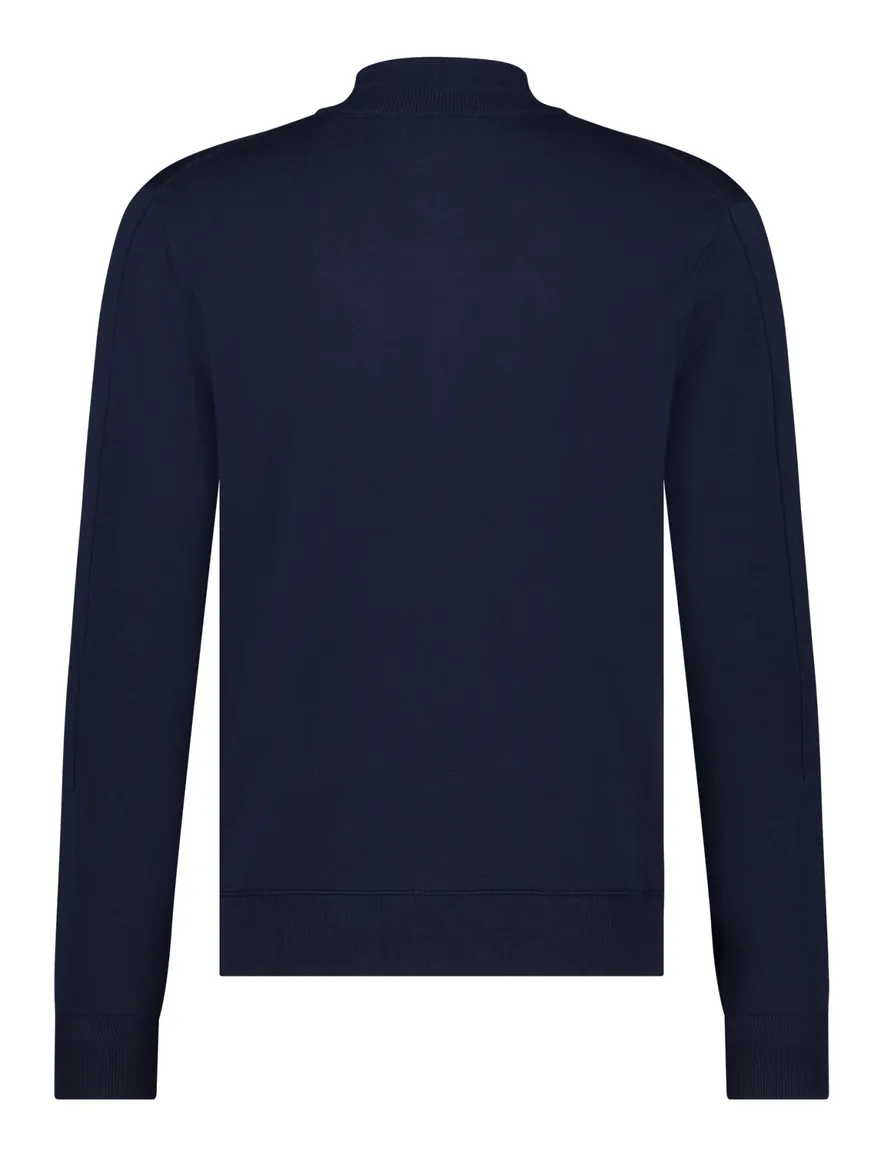 Blue Industry trui donkerblauw half zip effen