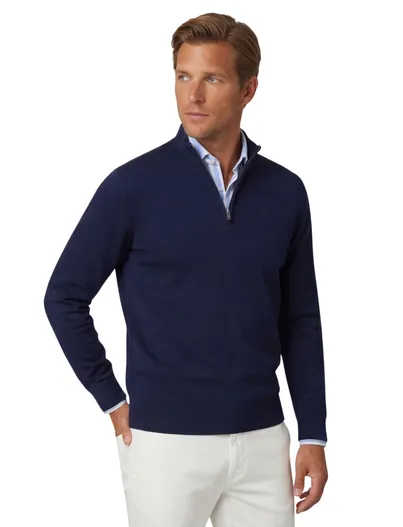 Blue Industry Blue Industry trui donkerblauw half zip effen