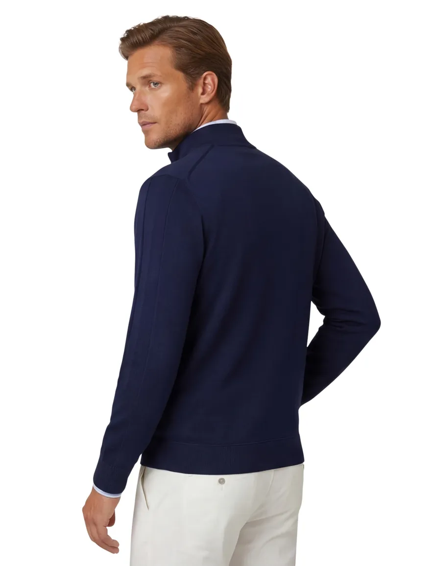Blue Industry trui donkerblauw half zip effen