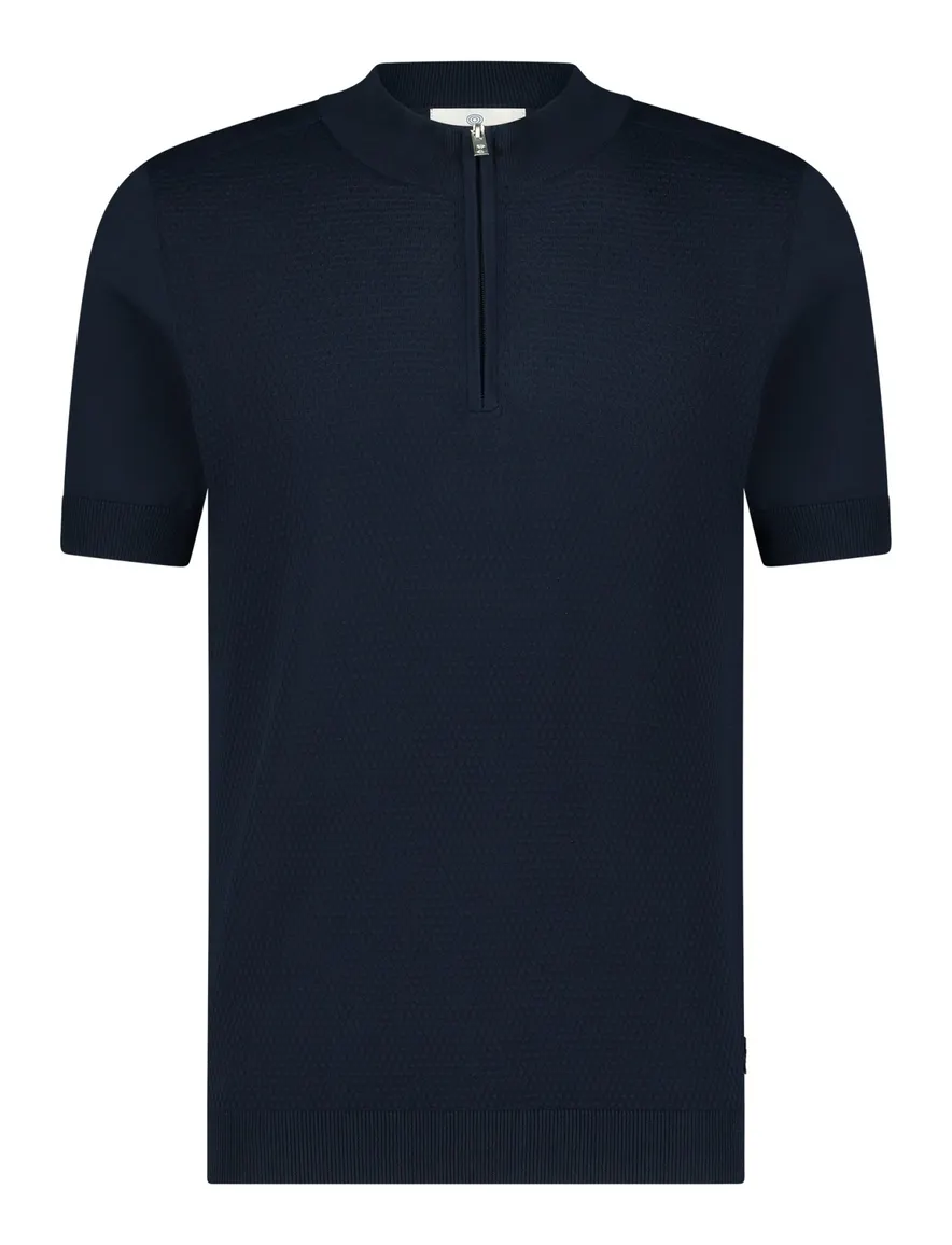 Blue Industry polo donkerblauw rits hals