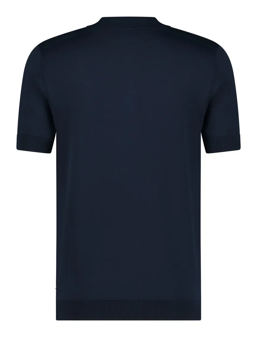 Blue Industry polo donkerblauw rits effen
