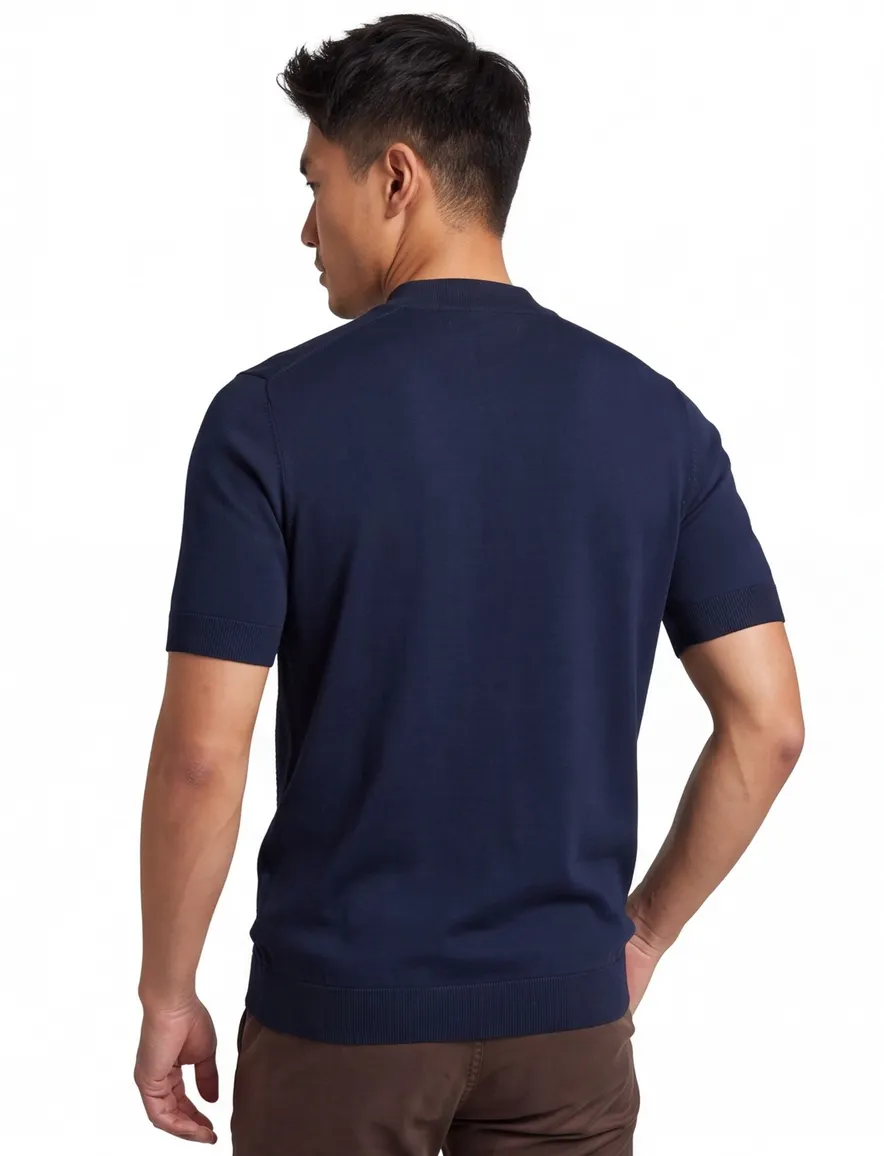 Blue Industry polo donkerblauw rits hals