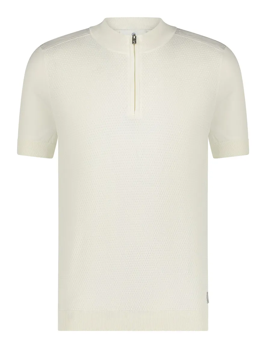 Blue Industry polo creme effen met rits