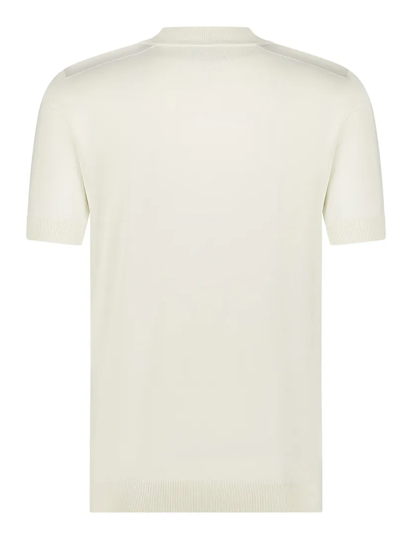 Blue Industry polo creme effen met rits hals