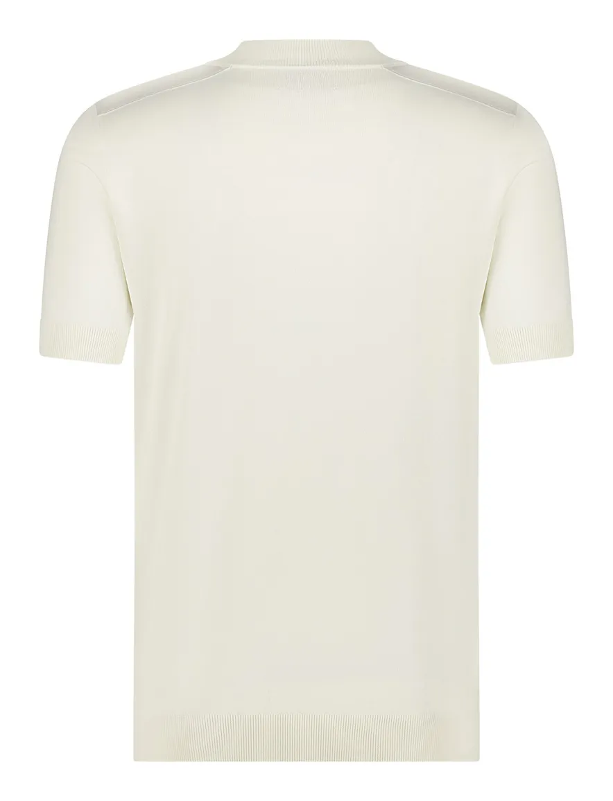 Blue Industry polo creme effen met rits hals